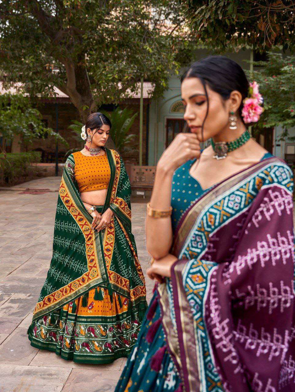 Women's Traditional Printed Lehenga Choli Set with Bandhani Dupatta ? Festive & Navratri Wear
